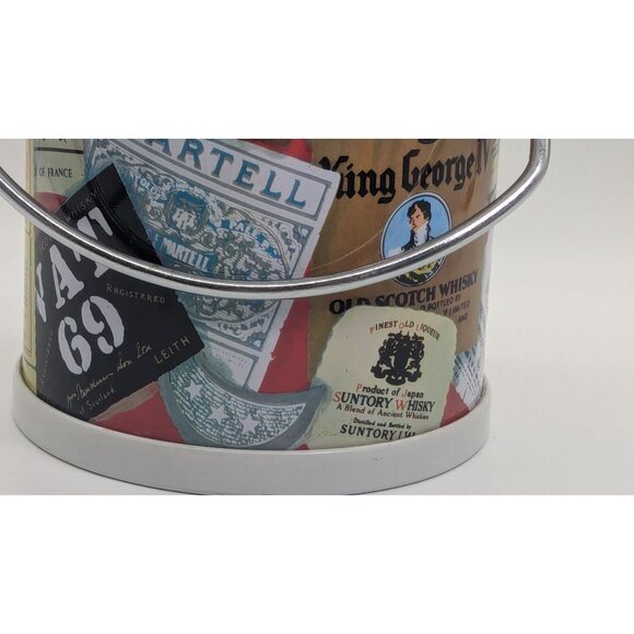 Vintage Metal Ice Bucket With Numerous Whisky Label Exterior Design - Picture 5 of 16